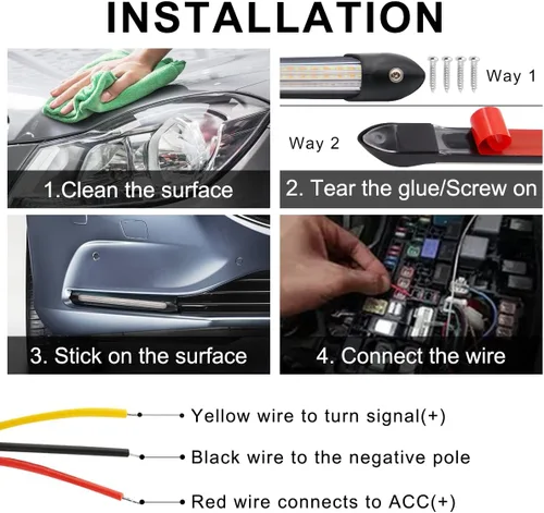 Miniatura 3 de Luces LED exteriores para automóvil, 2 piezas de tira de luz diurna flexible impermeable, faro de automóvil secuencial, señal de giro secuencial