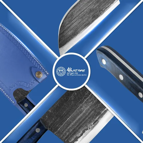 Miniatura 2 de XYJ Auténtico desde 1986, Cuchillos de Carnicero Forjados Antiguos, Cuchillo de Chef Serbio con Funda, Cuchillo Pequeño, Cuchilla China para Azul