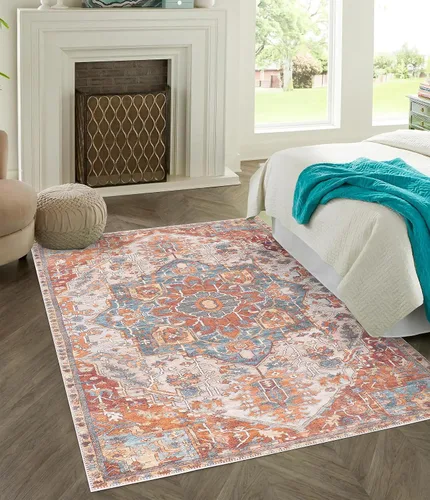 Miniatura 134 de GLN Rugs Traditional Collection - Alfombra de felpilla lavable a máquina, tradicional lavable, antideslizante, alfombra de felpilla de pelo corto