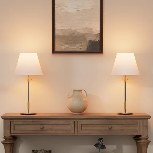 Miniatura 3 de Juego de 2 lámparas de mesa, modernas lámparas de noche para sala de estar, dormitorio, mesita de noche, lámparas blancas modernas vintage