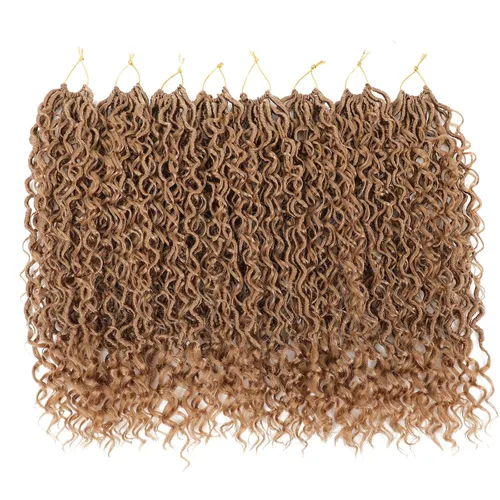 Miniatura 51 de 6 paquetes de cabello sintético rizado de Locs Crochet de 22 pulgadas, cabello de ganchillo estilo diosa, trenzas hippie sintéticas, extensiones