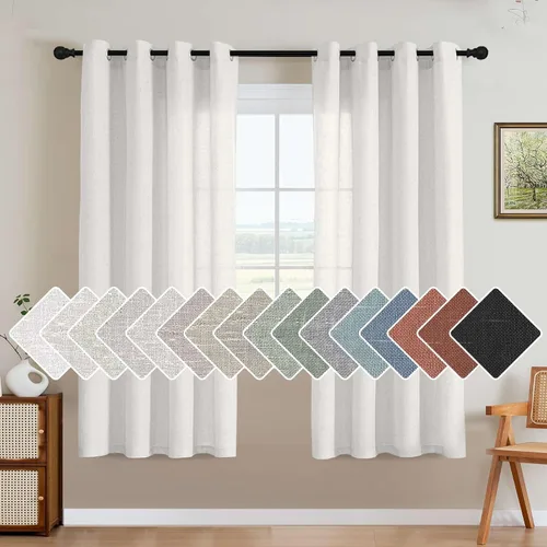 Miniatura 80 de H.VERSAILTEX Elegant - Cortinas texturizadas de lino natural mezclado con eficiencia energética, filtrado de luz, con ojales de níquel