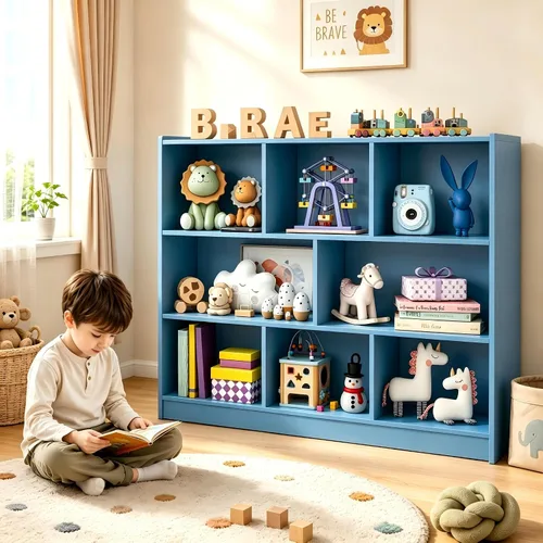 HONEY JOY Organizador de almacenamiento de juguetes para niños, estante de almacenamiento de 8 secciones para preescolar, organizador de estante de
