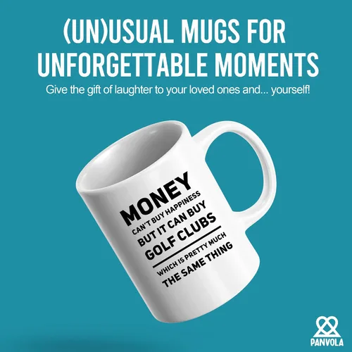 Miniatura 2 de Panvola Money Can't Buy Happiness But It Can Buy - Taza de cerámica para palos de golf, jugadores deportivos, regalos de golfista para hombres