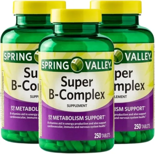 Complejo súper vitamina B – 250 tabletas, vitaminas del complejo B, complejo B, folato de biotina B12 B6, suplemento diario de vitaminas B para