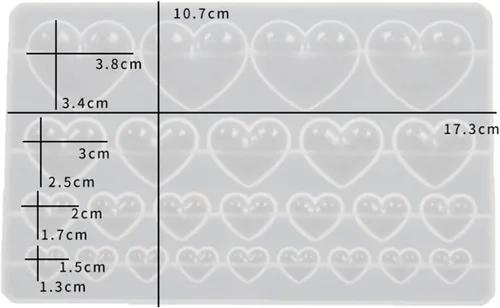 Miniatura 2 de Molde de silicona de 2 piezas en forma de corazón, molde de fundición para joyería en forma de corazón de tamaño mixto para hacer aretes y proyectos