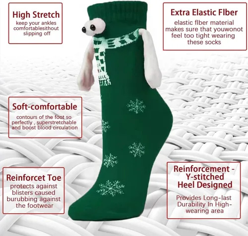 Miniatura 2 de SEANOTGIVEUP Calcetines magnéticos para parejas tomados de la mano, divertidos calcetines de tubo medio para mujeres y hombres, regalo novedoso