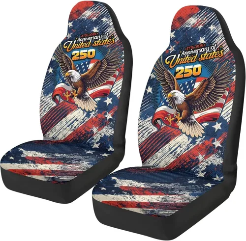 Miniatura 9 de 250 Years Car Seat Covers Set of 2 Eagle Flag Car Seat Cover Protector Front Seats Patriotic Auto Interior Accessories Stretch Polyester Fabric