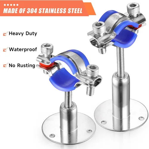 Miniatura 5 de 6 piezas de soportes de tubo para montaje en pared y techo, de acero inoxidable 304, adecuados para tubo con diámetro exterior de 15-19 mm, altura