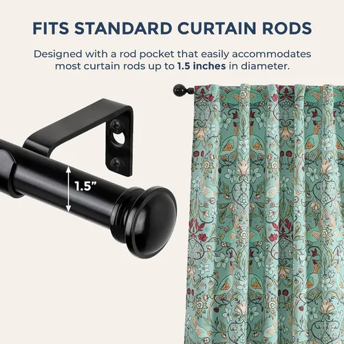 Miniatura 6 de HLC.ME Florence - Cortinas con estampado floral y de pájaros, con pestaña trasera y bolsillo para barra, cortinas para oscurecer el dormitorio