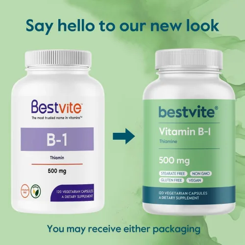 Miniatura 7 de BESTVITE Vitamina B-1 (tiamina) 500 mg (240 cápsulas vegetarianas) (2 x 120) - Sin estearatos - Vegano - Sin carbonato de calcio - Sin OMG - Sin