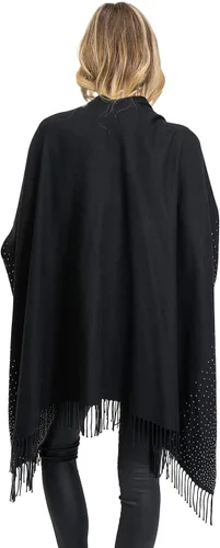 Miniatura 4 de Jessica McClintock Ruana suave con borde de tachuelas, R19170jms-negroplata (Bsv)