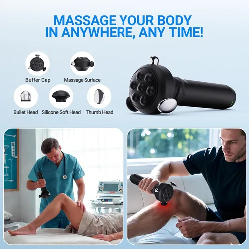 Miniatura 3 de Pistola de masaje Pro Max de terapia de vibración, masajeador muscular de tejido profundo de mano de 6500 RPM, masaje de liberación de fascia