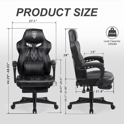Miniatura 3 de Vonesse Silla para Videojuegos, Silla de Oficina para Computadora con Reposapiés, Sillas Reclinables para Juegos para Adultos, Silla Ergonómica