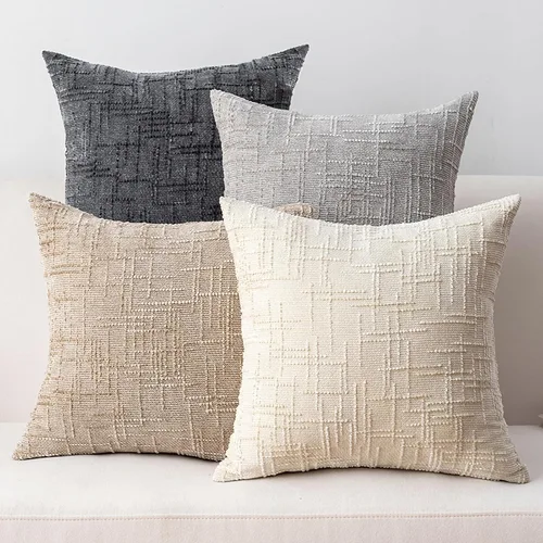 Miniatura 12 de Fundas de almohada decorativas de 18 x 18 pulgadas, juego de 4, suaves, sólidas, de estilo granja, fundas de almohada de chenilla para sofá, fundas