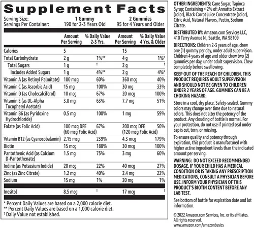 Miniatura 5 de Amazon Basics Multivitamínico para niños, 190 gomitas, naranja, cereza y fresa (anteriormente Solimo)