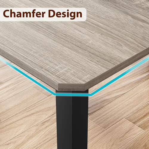Miniatura 6 de GarveeHome Mesa de comedor industrial para 6-8 personas, mesa de cocina de 78.7 pulgadas de largo con marco de metal resistente y asientos, 6
