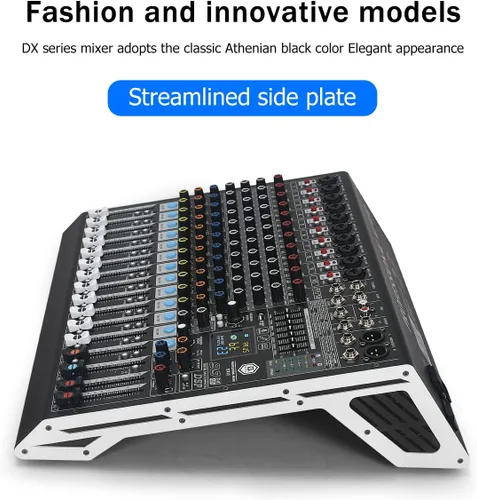 Miniatura 8 de W IN-MIX DX12 Mezclador de Audio Profesional DJ de 12 Canales con 99 Efectos DSP, EQ de 7 Bandas, Alimentación Fantasma Independiente de 48V y Botón