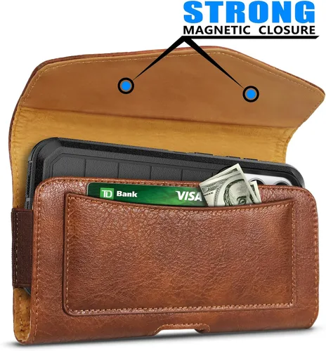 Miniatura 2 de Funda de cuero para teléfono con tapa magnética abatible para iPhone 17/16/15/14 Pro Max, funda para Samsung Galaxy s25 Ultra S24+/S23+/S22+