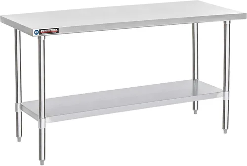 Miniatura 52 de DuraSteel Carrito de acero inoxidable NSF de 30 x 72 pulgadas, mesa de preparación de alimentos resistente con estante inferior, isla de cocina