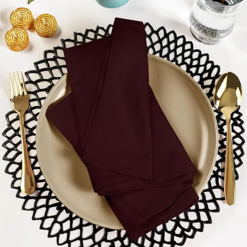 Miniatura 8 de Utopia Kitchen Servilletas de tela burdeos [12 unidades, 18 x 18 pulgadas] mezcla de algodón absorbente, lavables y reutilizables, para cenas