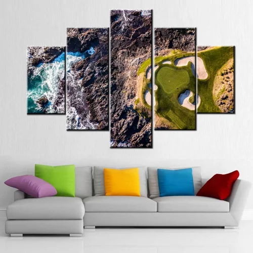 Miniatura 40 de Piezas de golf para decoración de pared, pinturas en blanco y negro, arte de pared para sala de estar, golf, deportes, obras de arte de 5 piezas