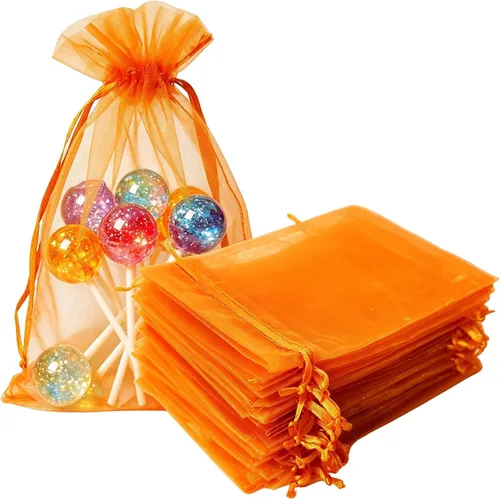 Miniatura 32 de Bolsas de regalo de organza de 4 x 6 pulgadas con cordón para joyas, dulces, paquetes de 50 bolsas de té de tela transparente azul aguamarina