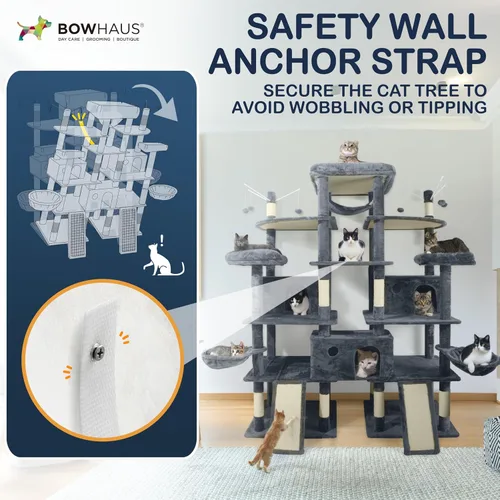 Miniatura 5 de BOWHAUS Árbol para gatos extra grande de 80 pulgadas de alto con percha ampliada para gatos grandes, torre para gatos grandes en interiores, moderna