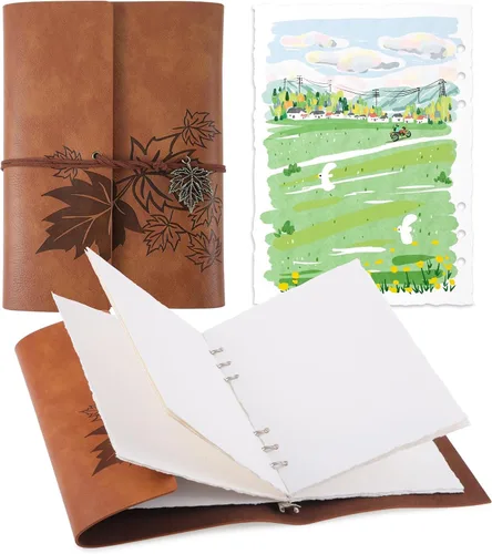 Miniatura 8 de Cuaderno de bocetos de acuarela vintage, 140 lb/300 GSM, papel de acuarela de prensa en frío, papel de acuarela para pintura, dibujo, medios mixtos