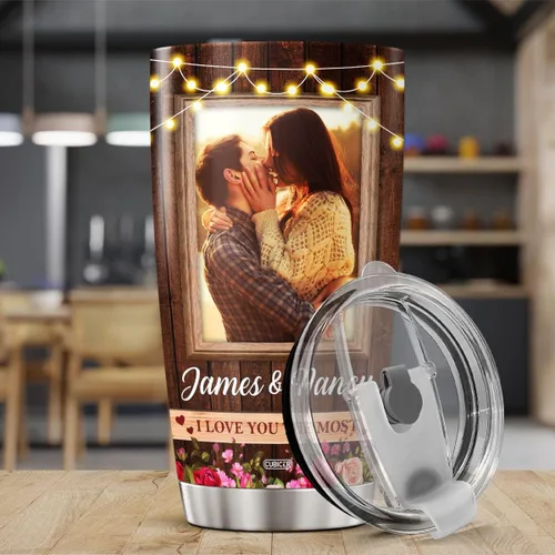 Miniatura 3 de CUBICER Vaso de café personalizado con texto en inglés «To My Huss» con nombre personalizado, regalos de boda para parejas, hombres y adultos, taza