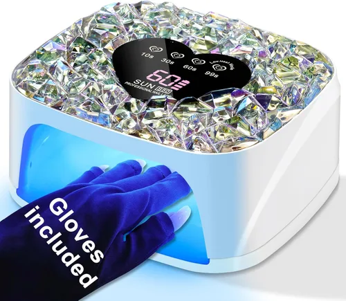 Miniatura 14 de LIMEGIRL Kit de Lámpara de Uñas LED UV para Esmalte en Gel Profesional Conjunto de Luz Secadora de Curado Rápido Rosa con 4 Temporizadores y Guantes