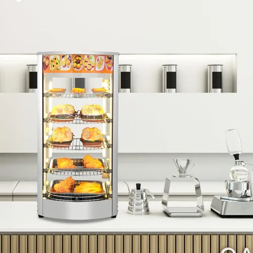 Miniatura 6 de ROVSUN Calentador de alimentos con pantalla para pizza, calentador de alimentos comercial para encimera, calentador eléctrico de pretzel
