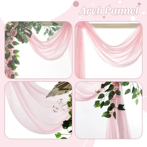 Miniatura 5 de MDS Paquete de 1 panel de cortina de arco de boda (30 pulgadas de ancho x 30 pies de largo) tela de gasa transparente para boda, ceremonia, Rosa