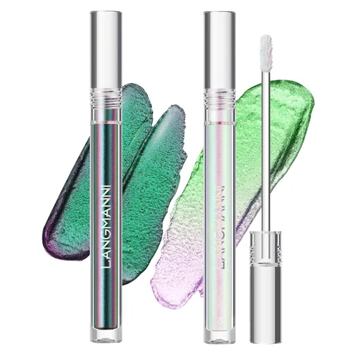 Sombra de Ojos Líquida Metálica Camaleón, Looks de Ojos Multidimensionales, Sombras de Ojos Multicromo con Purpurina Holográfica de Larga Duración