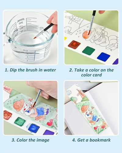 Miniatura 3 de Vileafy 20 marcadores de acuarela de animales para niños, kit de manualidades de acuarela sin desorden con 20 pinceles, recuerdos de fiesta
