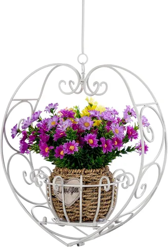 Soporte para plantas colgantes de 39.7 pulgadas, maceta de corazón de metal, macetas colgantes para patio, porche, dormitorio, decoración de sala de
