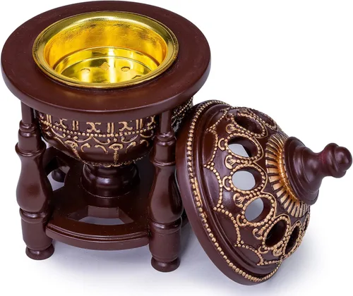 Miniatura 6 de AM Quemador de incienso de carbón – Quemador Bakhoor, quemador de resina de incienso Oud para oficina y decoración del hogar, 4 pilares lujosos
