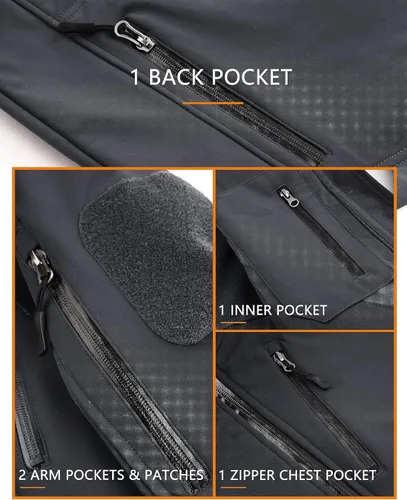 Miniatura 6 de TACVASEN Special Ops - Chaqueta táctica para hombre, resistente al agua, softshell y desmontable, con capucha
