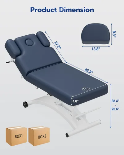 Miniatura 7 de SyyBhb Mesa de masaje eléctrica profesional Hi-Lo con ruedas, respaldo ajustable Haydraulic hacia abajo para tratamiento/facial/belleza/spa/terapia