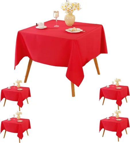 Miniatura 56 de Paquete de 5 Manteles Cuadrados 60 x 60 Pulgadas de Carbón, Mantel de Poliéster Lavable para Uso en Hogar, Fiesta, Boda o Restaurante.