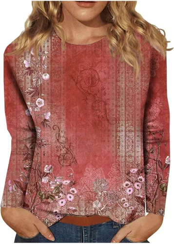 Miniatura 18 de Blouses for Women 2025 Three Quarter Sleeve Round Neck T Shirt Hawaiian Printing Trendy Fashion Beach Tops