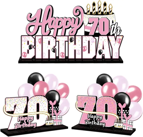 Miniatura 96 de LINGTEER Feliz 10º Cumpleaños Juego de Centros de Mesa de Acrílico Azul para Mesa - Brindemos por Diez Años Decoraciones de Regalo de Fiesta de 10º