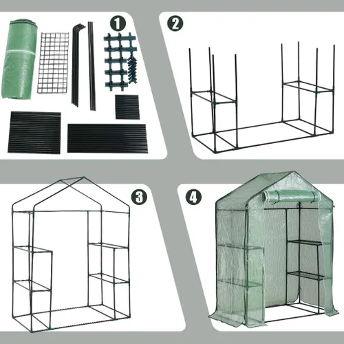 Miniatura 5 de FDW Mini invernadero portátil para interiores y exteriores, 4.9 pies de largo x 2.4 pies de ancho x 6.4 pies de alto, estantes para plantas, toldo