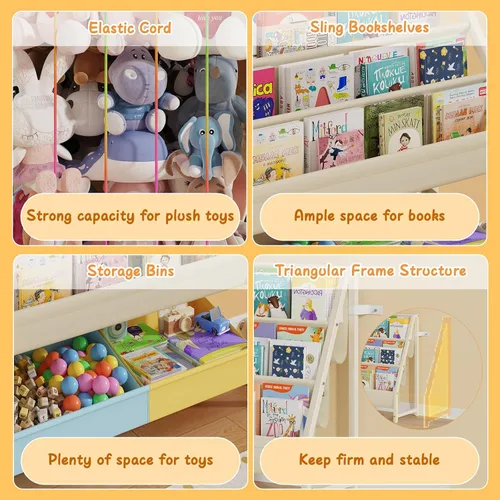 Miniatura 7 de B5 - Estantería infantil y almacenamiento de juguetes, estante para libros para habitaciones de niños, estantes para libros para niños pequeños