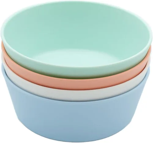 Miniatura 17 de WeeSprout Cuencos de bambú para niños con tapas, juego de cuatro cuencos de tamaño para niños 10 oz, para cereales, sobras y bocadillos, aptos