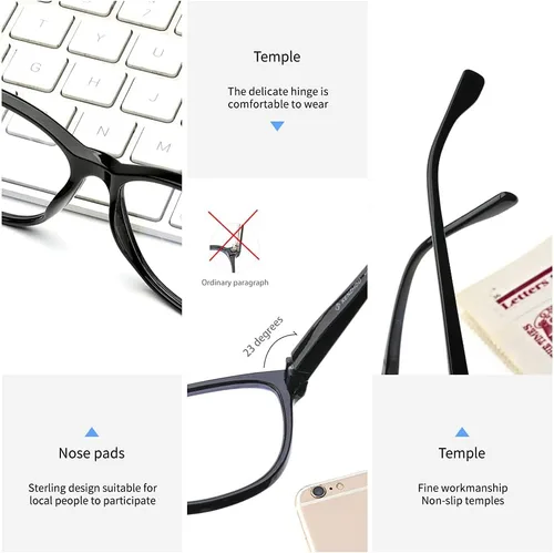 Miniatura 4 de K KENZHOU Lentes de luz azul para mujeres y hombres, lentes de bloqueo de luz azul para teléfonos de juegos de computadora, antifatiga ocular y Negro