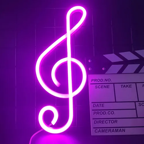 Miniatura 9 de ENUOLI Letreros de neón, luces de neón en forma de nota musical, decoración LED, luz nocturna, decoración de pared junto a la cama, funciona