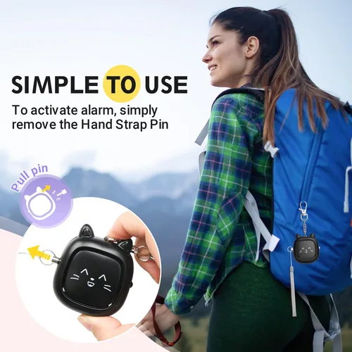 Miniatura 5 de Alarma personal de sonido seguro, alarma de llavero con sirena de 130 dB, alarma de seguridad de emergencia con luz LED, sirena de seguridad