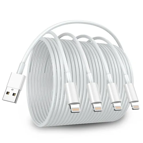Miniatura 10 de Paquete de 4 cables de carga para iPhone de 6 pies de largo, USB a Lightning, USB 2.4A, cable de carga rápida para iPhone 14/13/12/11 Pro/11/XS