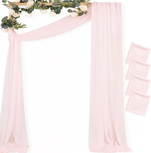 Miniatura 18 de MLMC 1 panel de tela para arco de boda azul bebé, 29 x 20 pies, cortinas de gasa extralargas transparentes de 6.6 yardas, paneles de cortinas